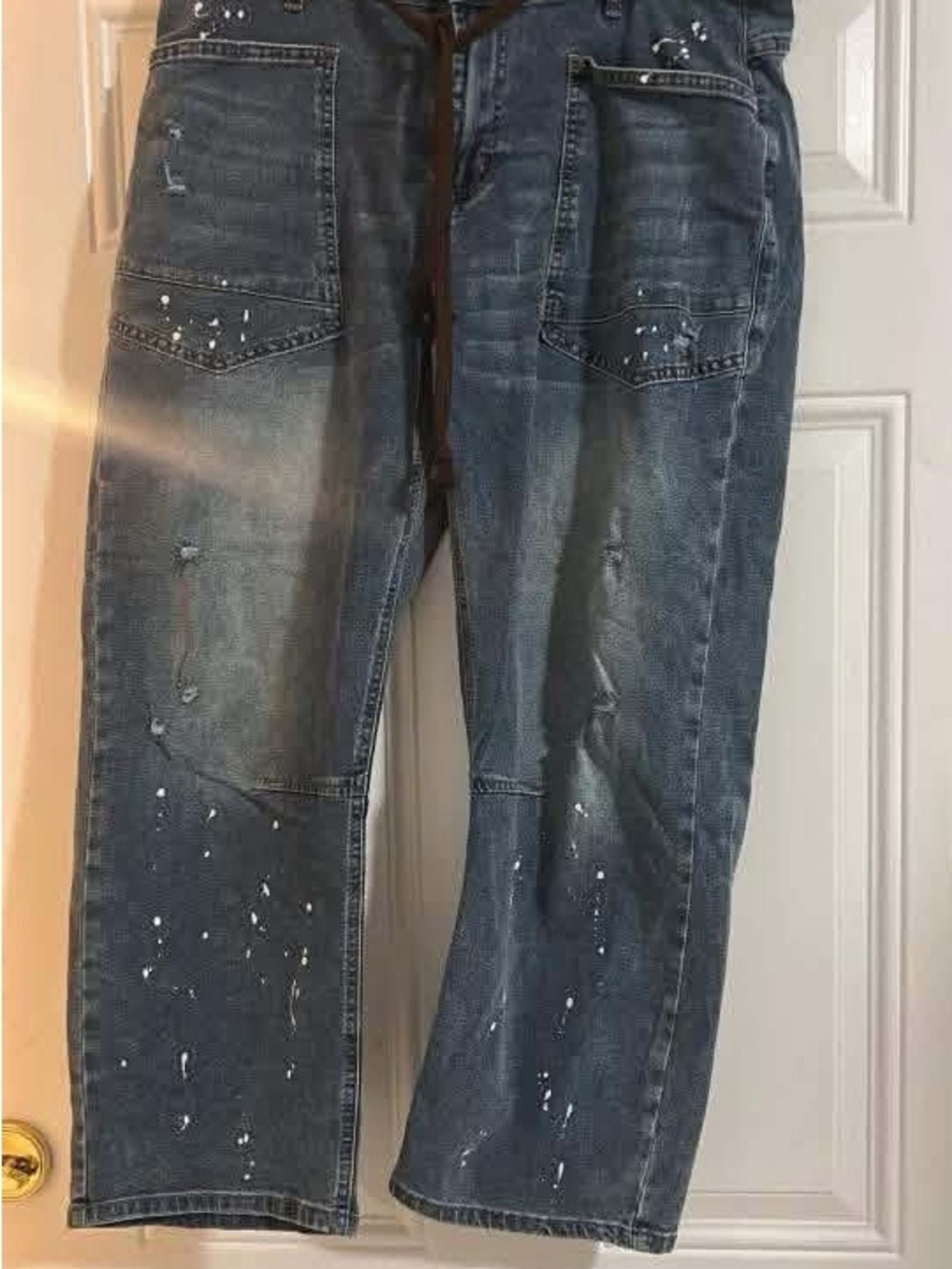 Relaxed Women's Paint-Splatter Jeans - Blue